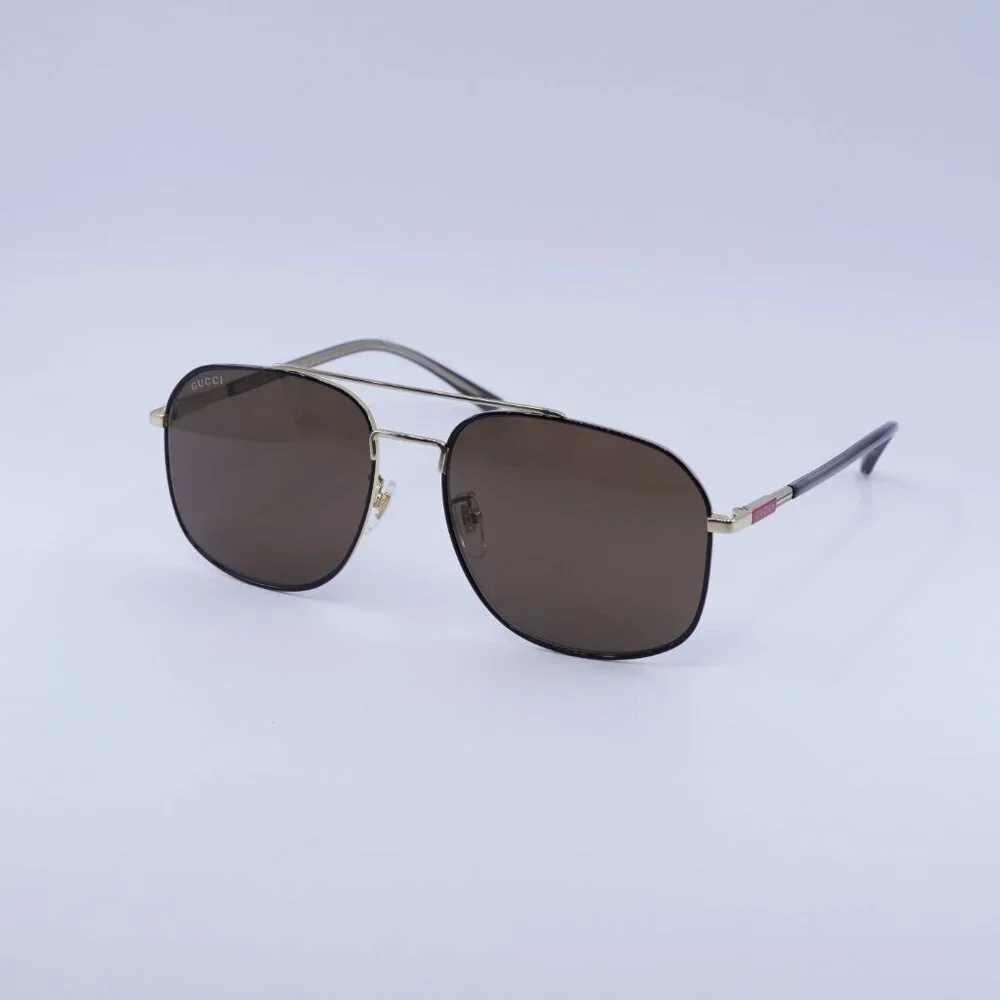 🕶️ New Gucci GG1351S 004 Sunglasses - Black/Gold Frame, Brown Lenses